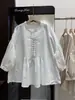 Top Pulóver de Verano 2026 para Mujer, Camisa Plisada Holgada Estilo Mori, Camisa Casual Artística