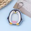 Colgante Marco de Fotos de 1 pulgada para Estudiante Dibujo Lindo Pingüino Almacenamiento de Foto de Identificación Portatarjetas Acrílico Cadena de Llavero
