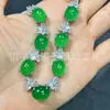 Pulseira Banhada a Prata 925 com Calcedônia Verde Gelo Incrustada Novo Estilo com Pedra Ágata de Gelo Branca Elegante Pulseira Ajustável