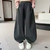 Pantalones de Chándal para Niña Otoño/Invierno 2026 Nuevos Casual Estilo Coreano Niña Mediano/Grande Niño Aterciopelado Espesado de Cuatro Botones Pantalones de Chándal Modernos