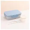 Caixa de Almoço Plástica Tipo Concha Compartimentada Caixa de Almoço Estudante Caixa de Almoço para Trabalhador de Escritório Caixinha Bento para Micro-ondas com Talheres Atacado
