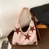 Bolso Cruzado Bordado de Estrella de Nicho Estilo Coreano, Bolso de Hombro de Gamuza de Gran Capacidad, Bolso de Axila Fresco y Versátil para Otoño e Invierno