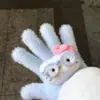 Luvas de Pelúcia Quentes Tricotadas de Cinco Dedos com Gatinho de Strass para Mulheres no Inverno, Versáteis à Prova de Frio e Vento para Ciclismo, Aconchegantes