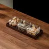 Plato de Fruta de Vidrio para Sala de Estar de Casa Mesa de Café Plato para Exhibir Snacks Lujo Accesible Snacks de Gama Alta Caja con Compartimento Seco para Semillas de Melón Nueces