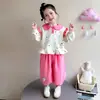 Conjunto de Ropa de Otoño para Niñas: Conjunto de Dos Piezas Dulce y Elegante: Sudadera de Manga Larga con Encaje y Cuello de Muñeca de Gota de Lluvia Colorida y Pantalones Casuales
