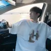 Camiseta de Manga Cinco Cuartos Holgada de Marca de Moda para Hombre, Nuevo Estilo Verano 2026, Oversize Estilo Hong Kong Casual Algodón Puro Versátil Manga Corta