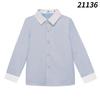 Camisa para niños estilo coreano, ropa para niños estilo inglés, camisa de algodón de manga larga a rayas rojas y azules, camisa plisada para niños y niñas, uniforme escolar para verano