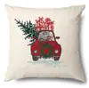 Productos para el Hogar Transfronterizos Amazon Funda de Almohada Navideña Papá Noel Árbol Sofá Funda de Almohada de Lino Funda de Almohada