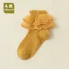 26 Calcetines para Niña Primavera y Otoño Nuevos Transpirables Absorbentes de Sudor Calcetines de Algodón Peinado para Bebés Niñas Calcetines de Encaje Dibujos Animados Venta al Por Mayor