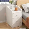 Mesa de Cabeceira Cor Creme para Uso Doméstico, Rack de Armazenamento de Cabeceira Pequeno e Simples, Armário para Espaços Estreitos, Armário Lateral, Armário de Armazenamento para Quarto