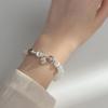 Pulseira de prata elegante feminina coroa elástica corda olho de gato pedra da lua pulseira de cristal faça você mesmo feita à mão C0541