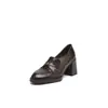 Mocasines retro de piel de oveja con tacón alto y camelia para mujer, slip-on para commuting, zapatos planos de tacón grueso, elegantes zapatos pequeños de cuero con suela gruesa