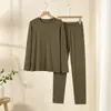 Ropa de Otoño Conjunto de Pantalones de Otoño Estilo Primavera y Otoño para Hombre Conjunto de Pijama de Modal de Manga Larga y Pantalón Largo Ropa de Casa Estilo Hombre