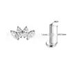 Brincos de Titânio F136 Transfronteiriços com Cravação Fina de Coroa de Marquise de Quatro Elos e Zircônia, Joias para Piercing de Lóbulo da Orelha