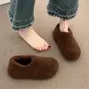 Zapatos Retro de Lana de Cordero Ropa de Abrigo para Mujer 2026 Otoño/Invierno Nueva Llegada Con Terciopelo Caliente Slip-on Persona Perezosa Zapatillas de Algodón de Punta Cerrada