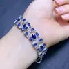 Nuevo Pulsera de Zafiro Quemado Estilo Antiguo Natural con Incrustaciones de Plata S925, Piedra Principal 3*4+4*6mm, Artículo Versátil de Moda Más Vendido para Mujeres