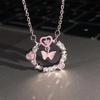 Colar de borboleta menina cor-de-rosa sentido de design de nicho feminino em cadeia de clavícula hip hop senso de design avançado colar de celebridades on-line
