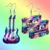 Pendientes Acrílicos Estilo Guitarra Artesanías Transfronterizas Coloridos Diseño Plano Pendientes Acrílicos 2D Nuevo Producto Fiesta