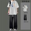 Camiseta Americana de Manga Corta Traje de Verano para Niños Ins Marca de Moda Conjunto Top con Jeans Duffy Guapo Conjunto de Dos Piezas