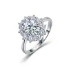 Anillo de moissanita de plata S925, hecho a mano con detalles florales, certificado por GRA, anillo de boda transfronterizo más vendido