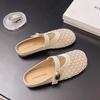Flats Retro Nicho Versátiles Transpirables Chanclas 2025 Nuevo Primavera y Verano Tejidas Sandalias de Dedo Zapatos de Mujer