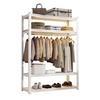 Guarda-roupa Simples Multicamadas Uso Casa de Aluguel Ferro Forjado Quarto Doméstico Montagem Prateleira de Armazenamento Suporte de Roupa de Chão Prateleiras de Armazenamento