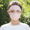 Máscara facial completa de verão para mulheres, lavável, unissex, máscara fina de seda gelada respirável de verão com aba para proteção solar