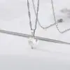 Venda Quente Transfronteiriça Pingente de Zircônia em Forma de Coração Colar Simples Corrente de Aço Inoxidável Feminina Pingente Grande de Zircônia Corrente da Clavícula