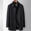 Abrigo de cachemira para hombre 2026 otoño/invierno, con forro desmontable de plumón de ganso blanco, adecuado para hombres de negocios de mediana edad, cálido y elegante