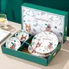 Juego de Platos Cerámicos Bohemios Transfronterizos, Tazones, Palillos, Vajilla, Regalos Pequeños, Souvenirs, Tazones Cerámicos para el Hogar, Cajas de Regalo