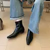 2026 Botas Ajustadas Elásticas Cuadradas Retro con Cremallera Trasera Tacón de Cuña Botas Martin Cómodas Botines Botas de Moda