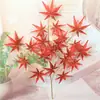 Hoja de arce roja, verde y amarilla simulada de 4 puntas, hojas para decoración de jardín de arce, hojas de arce falsas, hojas de árbol falsas de plástico, arce de pata de pollo