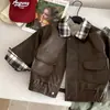 Chaqueta de Cuero para Niños 2026 Nuevo Conjunto de Primavera y Otoño, Ropa Infantil, Estilo Coreano, Elegante Chaqueta de Cuero PU para Bebé, Abrigo de Principios de Otoño para Niños