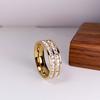 Anillo de Lujo Ligero de Alta Gama Estilo Coreano Joyería de Acero Inoxidable Diseño de Aliento de Bebé Doble Fila Diamante Completo Anillo de Pareja