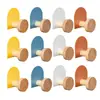 12 PIEZAS Ganchos de Madera Maciza Sin Taladro Adhesivos Sin Rastro Baño Pasillo Detrás de la Puerta Decoración de Pared Creativos Ganchos para Abrigos con Mango de Madera