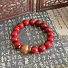 Pulsera de Cuentas Redondas de Ágata Cinabrio Mineral Crudo con Alto Contenido de Arena Dorada Púrpura y Arena Roja, un Amuleto de Año de Nacimiento para Venta al por Mayor