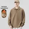 Sudadera tipo Polo para Hombre Otoño 2026 Nueva Ropa de Otoño e Invierno con Forro Polar y Cuello Camisero Camiseta de Manga Larga para Hombre
