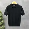 Camisa Polo, camisa de malha, camiseta de manga curta para homens, padrão losango vazado, estilo old money, seda gelada respirável, verão, atacado de fábrica transfronteiriço