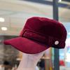Sombrero Plano Retro Coreano para Mujer en Otoño e Invierno Pana Versátil que Favorece el Rostro Gorra de Pato Sombrero de Caballería Ecuestre para Exteriores