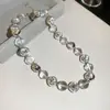 Pulsera Elástica y Conjunto de Collar de Cristal con Cuentas y Incrustaciones de Diamantes Super Brillantes, Moderno, Sencillo, Versátil, Lujo Ligero, Joyería de Alta Gama