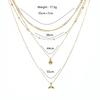 Joyería Europea y Americana Más Vendida Set de Collar Multicapa Metal Geométrico Cola de Pez Colgante de Concha Simple Cadena de Cuentas Redondas para Combinar con Todo