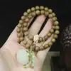 Sândalo Verde Natural Contas Antigas Estilo Lótus Acessórios de Madeira DIY Pulseira de Jade Pulseira para Homens e Mulheres Segurando Contas de Buda