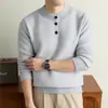 Suéter de tricô redondo retrô yingao para homens, outono e inverno, solto, casual, estilo relaxado, suéter pullover abotoado, moda transfronteiriça