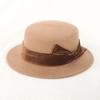 Sombrero femenino de otoño e invierno, estilo británico, plano, de ala plana, de lana pura, con forma de bombín, de fieltro de lana. ¡Oferta al por mayor de AliExpress!