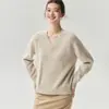 Suéter de Punto de Terciopelo Versátil de Manga Larga para Mujer, Cuello en V, Cachemira, Estilo Holgado y Relajado, Nuevo Otoño 2026