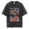 Hip Hop Streetwear Japonés Hombre Camiseta Lavada One Piece Ani