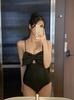 Celebridad de Internet Bloguera Estilo Ins Bikini Pura Deseo Lazo Hueco Cintura Alta Cubre Vientre Adelgazante Traje de Baño para Aguas Termales Mujeres