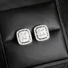 Brincos Personalizados em Zircônia Cúbica em Formato de T, Brincos Femininos Modernos e Populares, Brincos de Diamante em Ouro Branco de Luxo Acessível e Brincos E6920