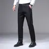 Calça Casual de Algodão Puro de Alta Qualidade Masculina Primavera e Outono Solta Reta Stretch Calça Masculina Outono e Inverno com Forro de Lã Engrossada Calça Casual
