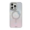 Flor Borboleta Gradiente Adequado para Iphone17Promax Capa de Celular Magnética de Acrílico Fosco 16/15 Nicho